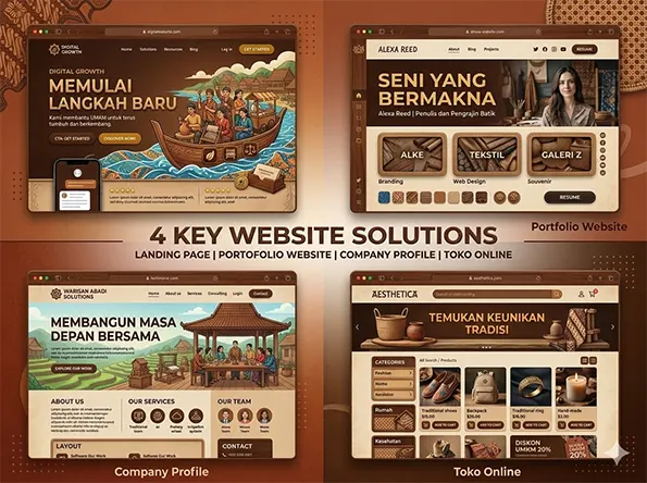 Contoh design website UMKM landing page dan toko online
